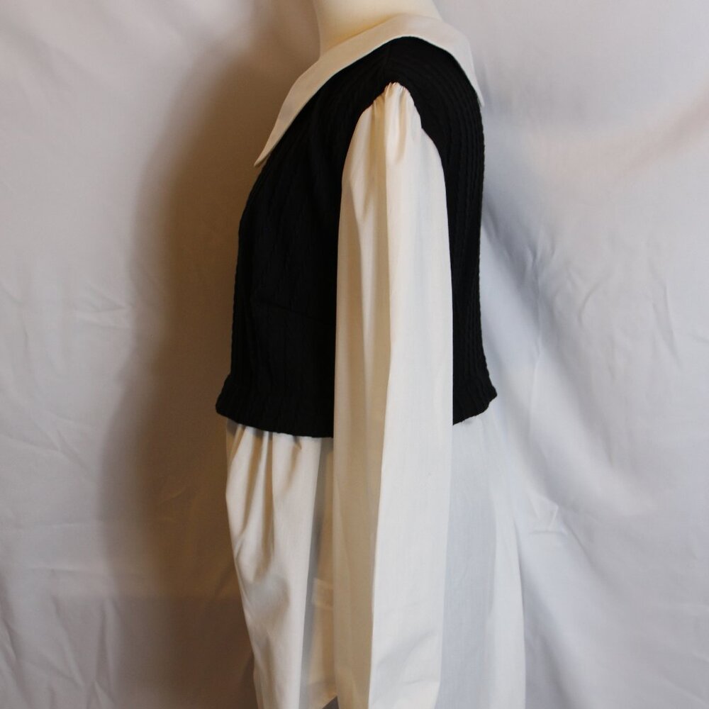 Papaya Brand Peter Pan Collar Black Knit Vest Layered Top Women's Large - Picture 6 of 8